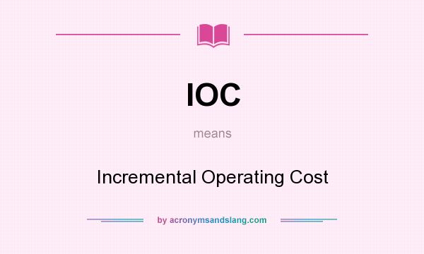 What does IOC mean? It stands for Incremental Operating Cost