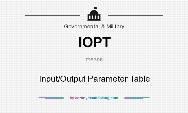 What does IOPT mean? It stands for Input/Output Parameter Table