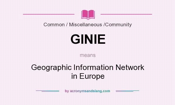 What does GINIE mean? It stands for Geographic Information Network in Europe
