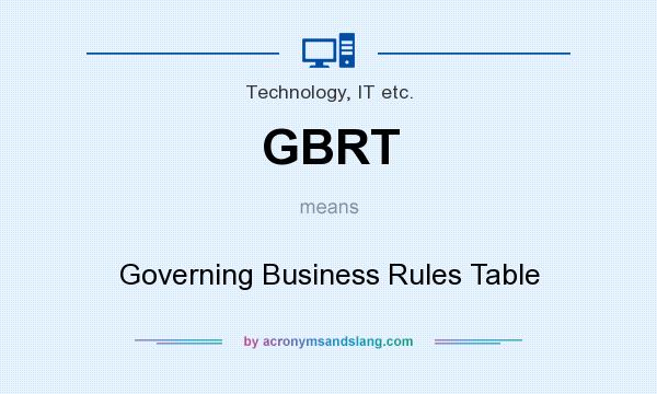 What does GBRT mean? It stands for Governing Business Rules Table