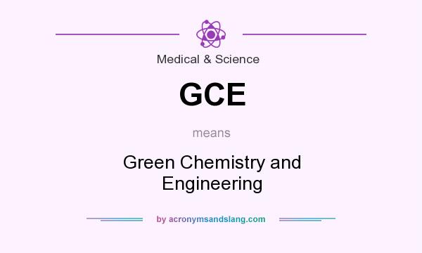 What does GCE mean? It stands for Green Chemistry and Engineering