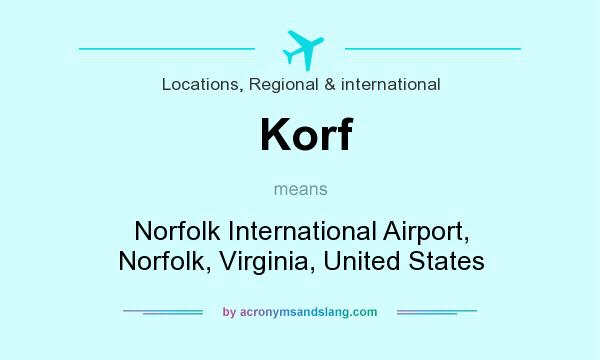 What does Korf mean? It stands for Norfolk International Airport, Norfolk, Virginia, United States