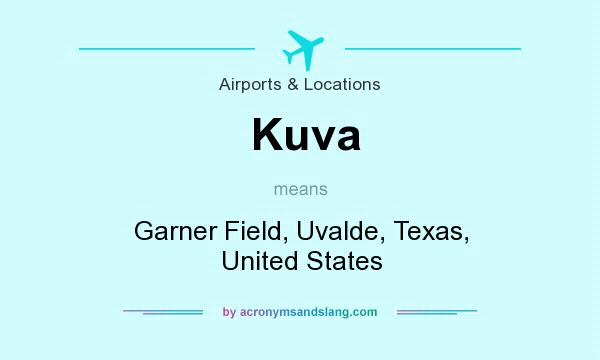 What does Kuva mean? It stands for Garner Field, Uvalde, Texas, United States