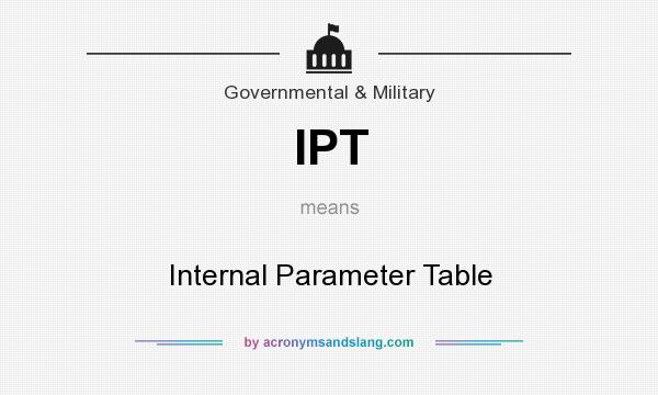 What does IPT mean? It stands for Internal Parameter Table
