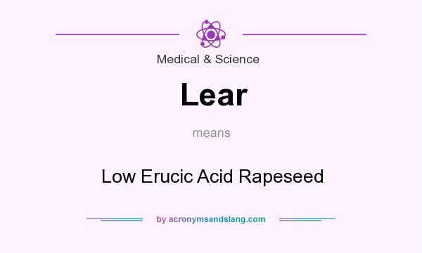 What does Lear mean? It stands for Low Erucic Acid Rapeseed