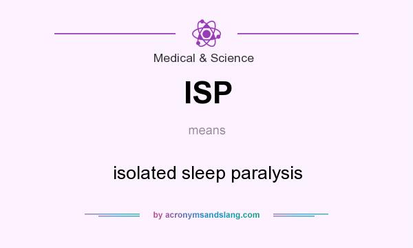 What does ISP mean? It stands for isolated sleep paralysis