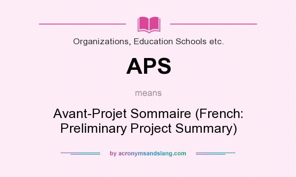 What does APS mean? It stands for Avant-Projet Sommaire (French: Preliminary Project Summary)