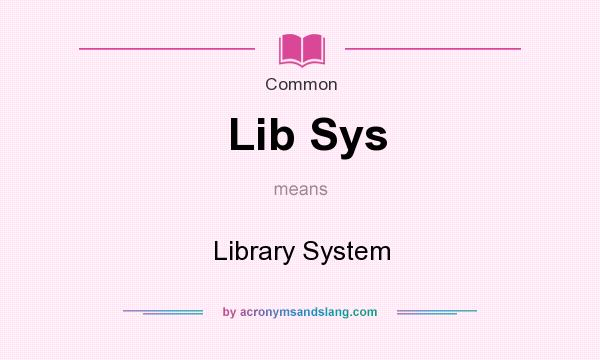 What does Lib Sys mean? It stands for Library System