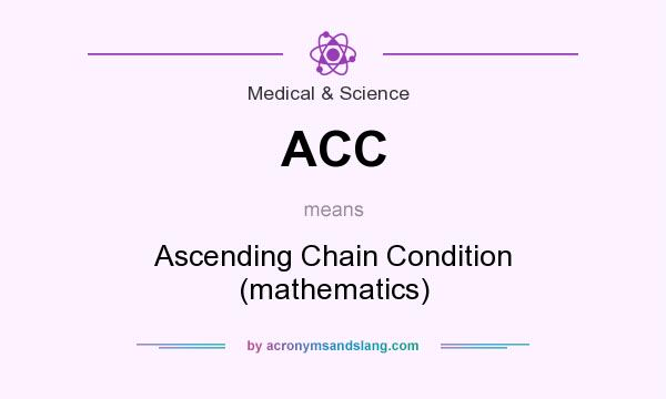 What does ACC mean? It stands for Ascending Chain Condition (mathematics)