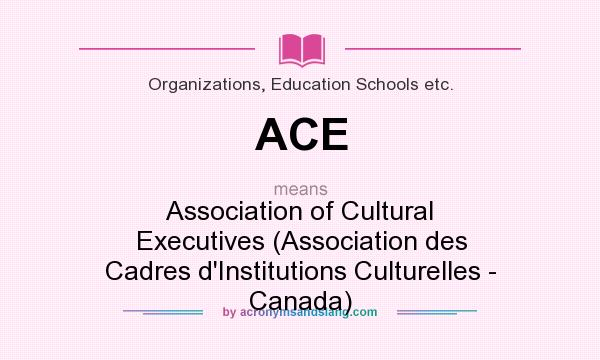 What does ACE mean? It stands for Association of Cultural Executives (Association des Cadres d`Institutions Culturelles - Canada)