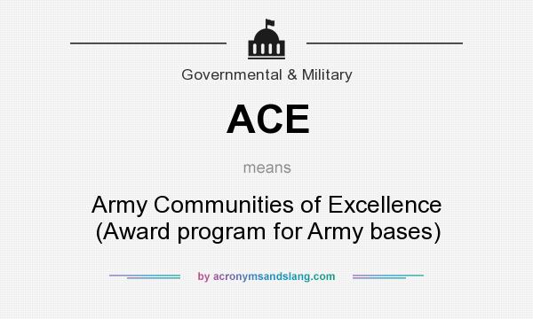 What does ACE mean? It stands for Army Communities of Excellence (Award program for Army bases)