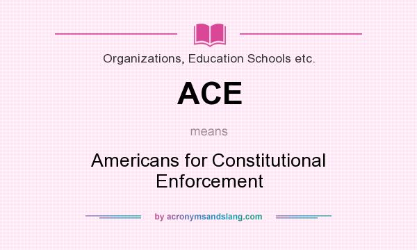 What does ACE mean? It stands for Americans for Constitutional Enforcement