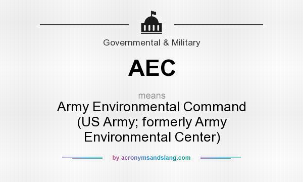 What does AEC mean? It stands for Army Environmental Command (US Army; formerly Army Environmental Center)