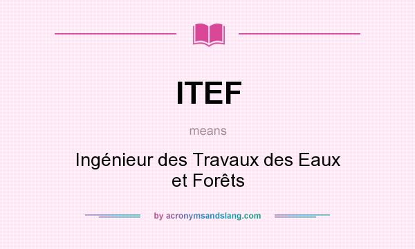 What does ITEF mean? It stands for Ingénieur des Travaux des Eaux et Forêts