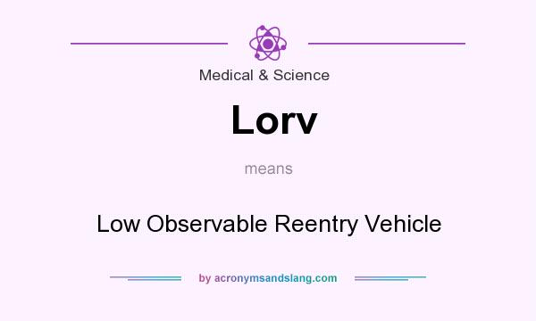 What does Lorv mean? It stands for Low Observable Reentry Vehicle