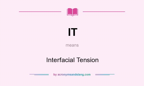 What does IT mean? It stands for Interfacial Tension