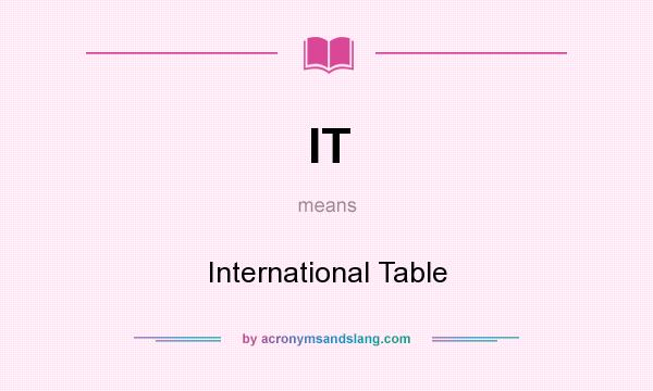 What does IT mean? It stands for International Table