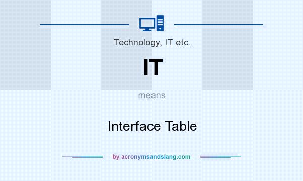 What does IT mean? It stands for Interface Table