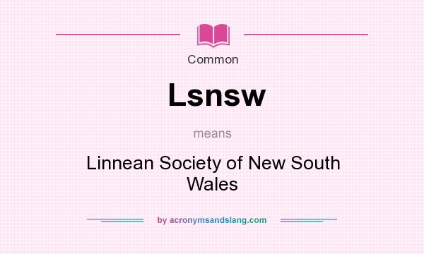What does Lsnsw mean? It stands for Linnean Society of New South Wales