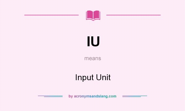 What does IU mean? It stands for Input Unit