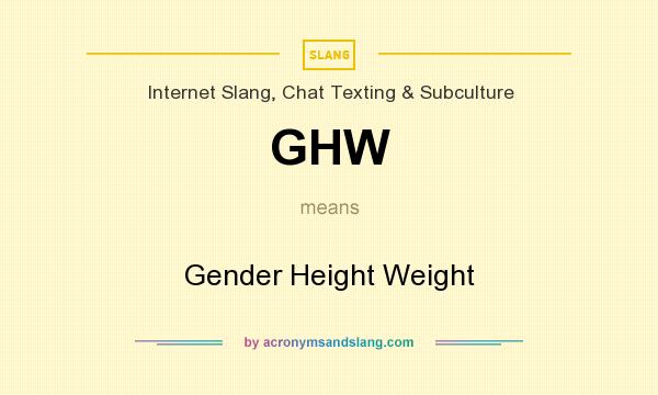 What does GHW mean? It stands for Gender Height Weight