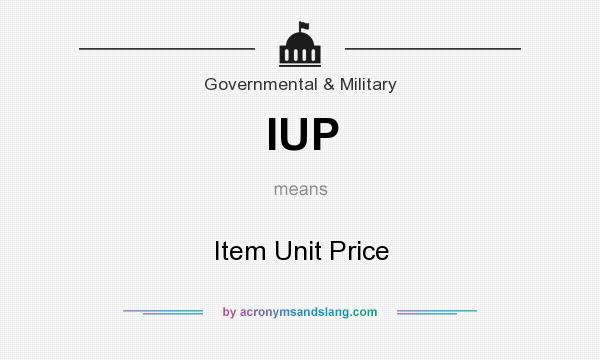 What does IUP mean? It stands for Item Unit Price