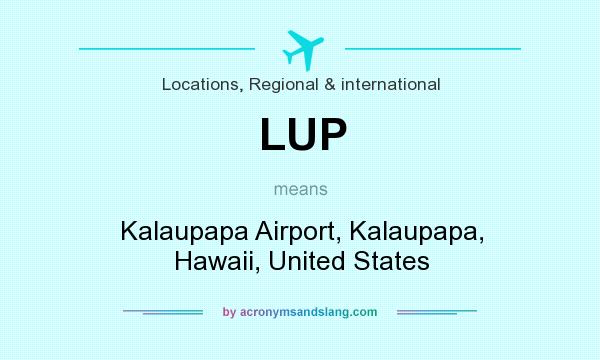 What does LUP mean? It stands for Kalaupapa Airport, Kalaupapa, Hawaii, United States