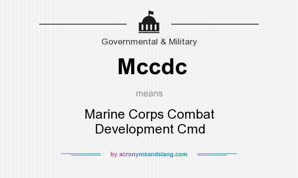 What does Mccdc mean? It stands for Marine Corps Combat Development Cmd