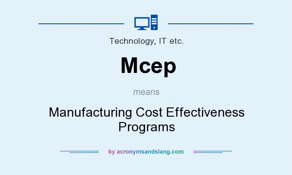 What does Mcep mean? It stands for Manufacturing Cost Effectiveness Programs