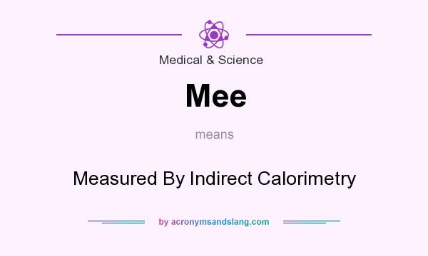 What does Mee mean? It stands for Measured By Indirect Calorimetry