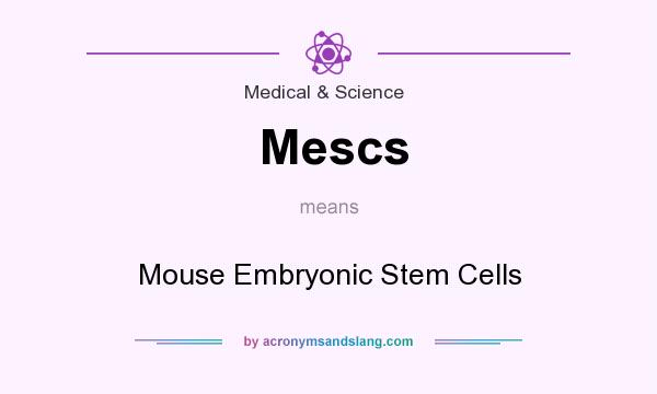 What does Mescs mean? It stands for Mouse Embryonic Stem Cells