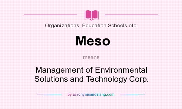 What does Meso mean? It stands for Management of Environmental Solutions and Technology Corp.