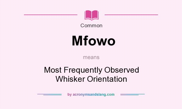 What does Mfowo mean? It stands for Most Frequently Observed Whisker Orientation