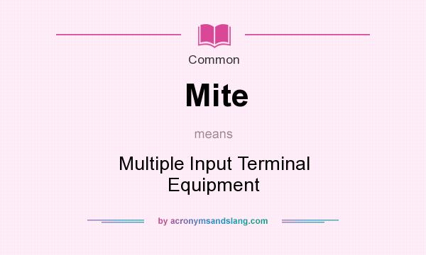 What does Mite mean? It stands for Multiple Input Terminal Equipment