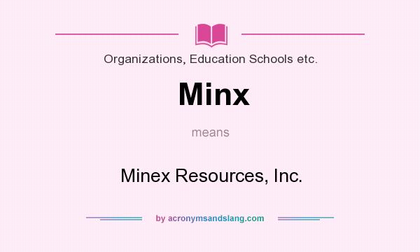 What does Minx mean? It stands for Minex Resources, Inc.