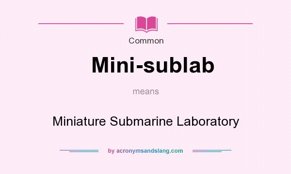 What does Mini-sublab mean? It stands for Miniature Submarine Laboratory