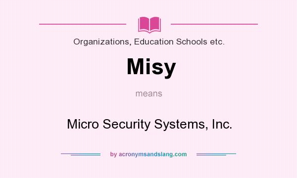 What does Misy mean? It stands for Micro Security Systems, Inc.