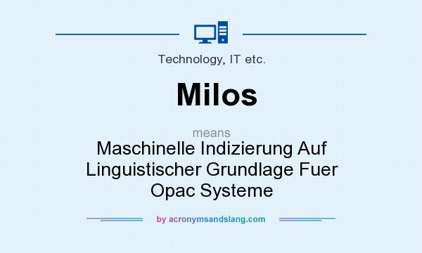 What does Milos mean? It stands for Maschinelle Indizierung Auf Linguistischer Grundlage Fuer Opac Systeme
