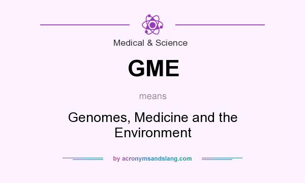 What does GME mean? It stands for Genomes, Medicine and the Environment