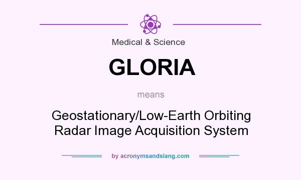 What does GLORIA mean? It stands for Geostationary/Low-Earth Orbiting Radar Image Acquisition System