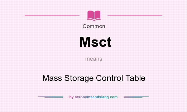 What does Msct mean? It stands for Mass Storage Control Table