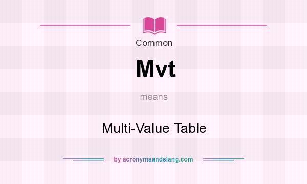 What does Mvt mean? It stands for Multi-Value Table