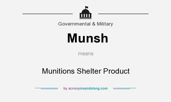 What does Munsh mean? It stands for Munitions Shelter Product
