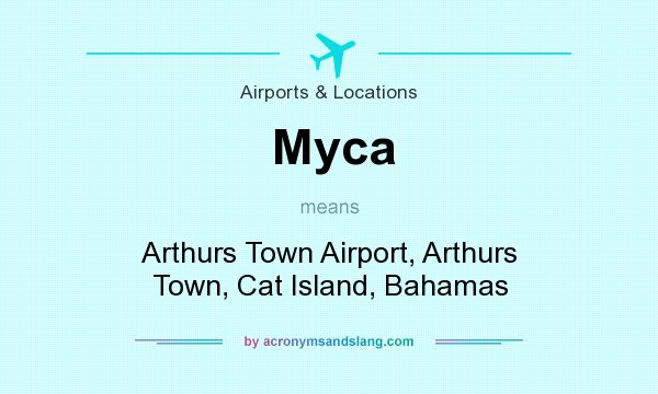 What does Myca mean? It stands for Arthurs Town Airport, Arthurs Town, Cat Island, Bahamas