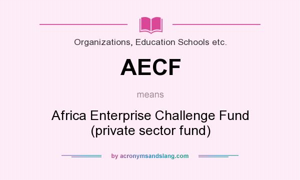 What does AECF mean? It stands for Africa Enterprise Challenge Fund (private sector fund)