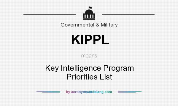 What does KIPPL mean? It stands for Key Intelligence Program Priorities List