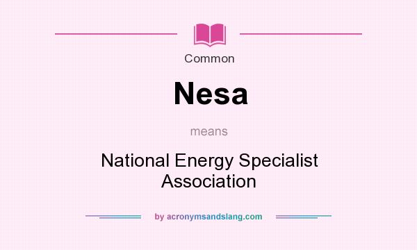 What does Nesa mean? It stands for National Energy Specialist Association