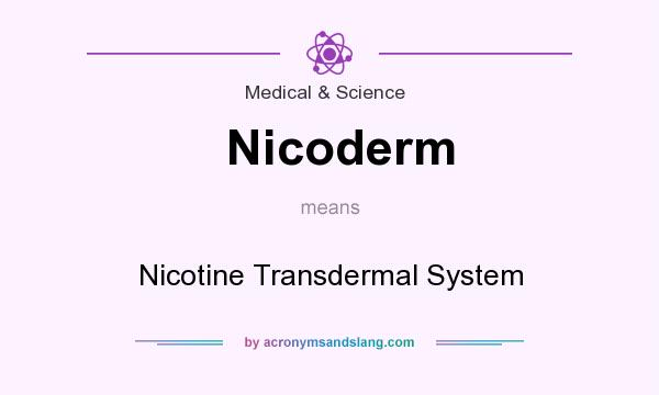 What does Nicoderm mean? It stands for Nicotine Transdermal System