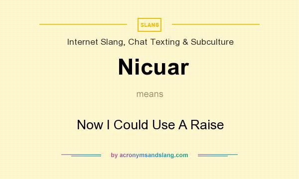 What does Nicuar mean? It stands for Now I Could Use A Raise