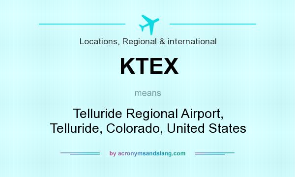 What does KTEX mean? It stands for Telluride Regional Airport, Telluride, Colorado, United States